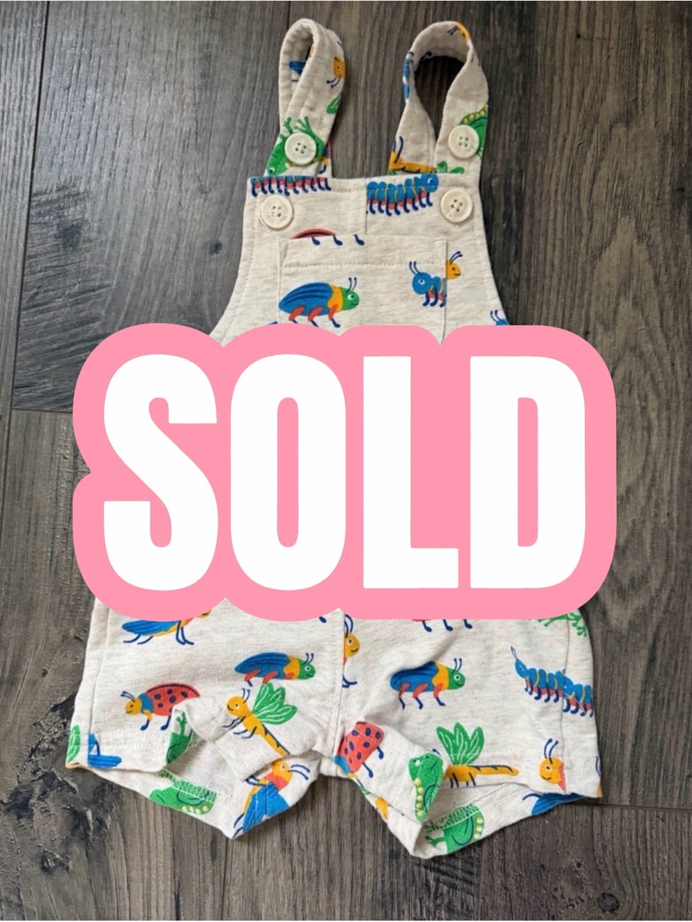 Neutral Insect-Print Cotton Romper for Kids